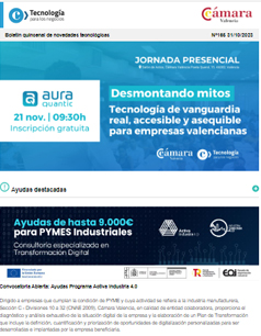 Tecnología de vanguardia real, accesible y asequible para empresas valencianas. Boletín nª165